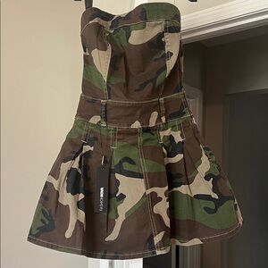 Women’s fashion nova cadet camo mini dress taupe/combo Size Small NWT